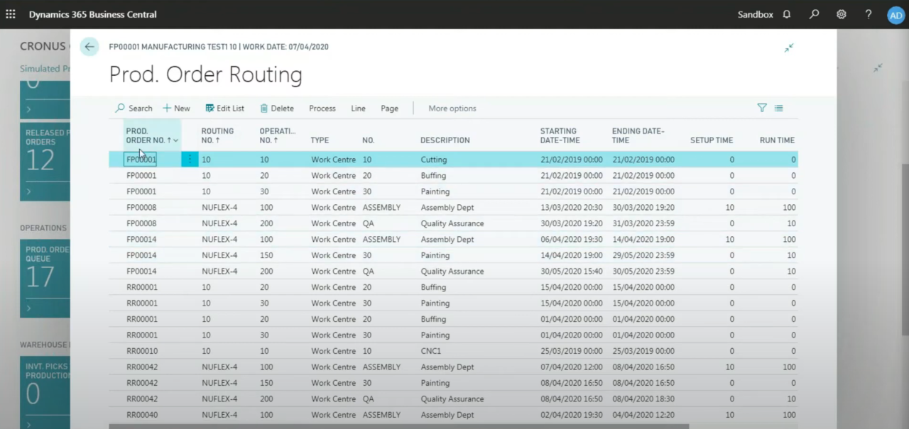 Production Order Queue with editable dates