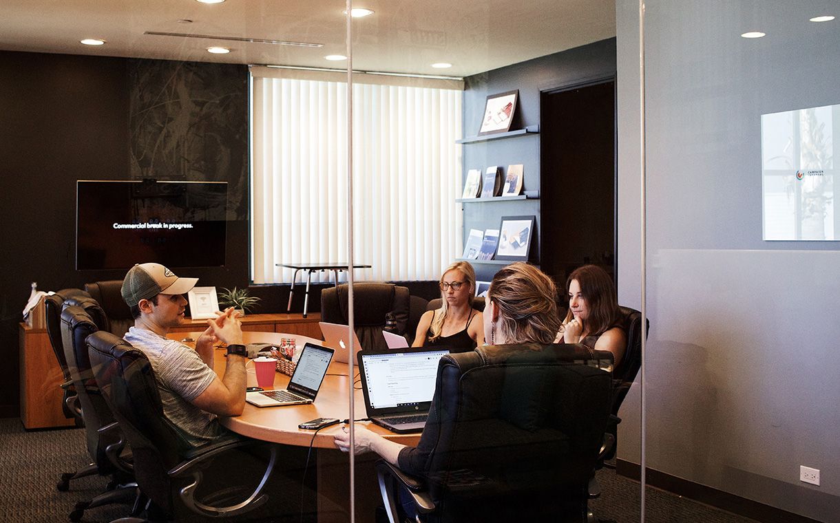 Meeting within a small board room