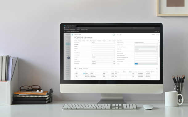 Image of computer on desk displaying the Barcode Scanning for WMS app