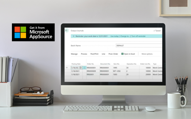 Image of computer on desk displaying the Moniroo Production Time Management app