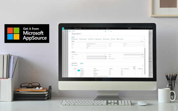 Image of computer on desk displaying the EasyPost Service Connector app