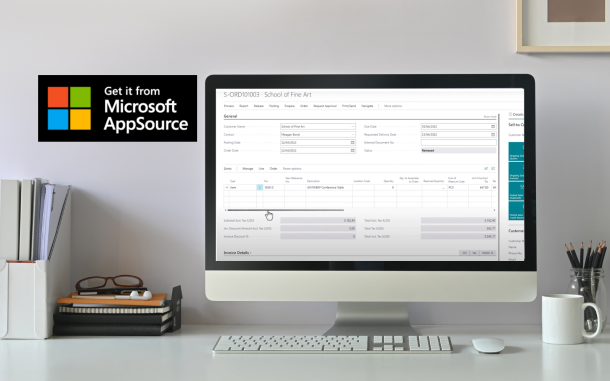 Image of computer on desk displaying the Shopify integration app