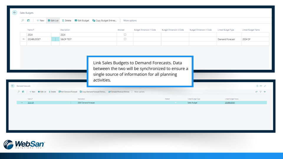 Screenshot highlighting S&OP app